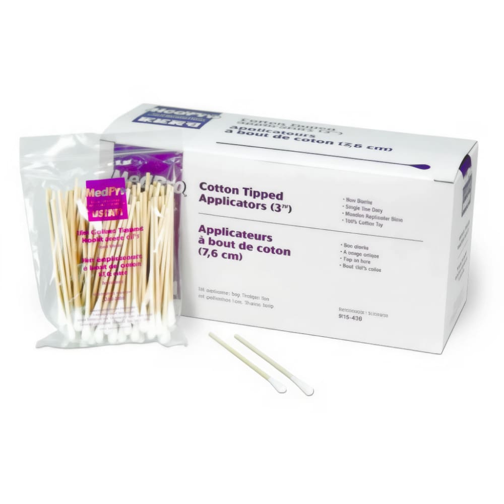 (1Pkg) Applicator Wood Cotton Tip 3in Non-Sterile - Box Of 10PKG 1000 each