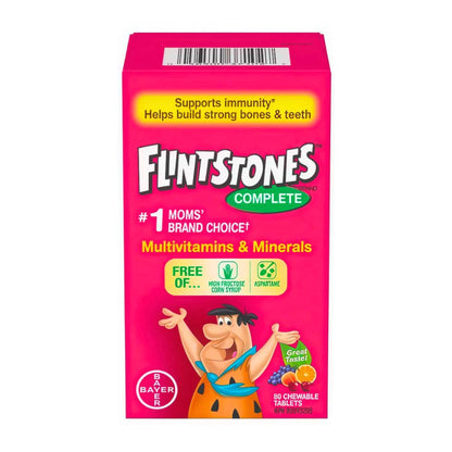FLINTSTONES Complete Chewable Multivitamin & Minerals for Kids, Aspartame-Free, with Vitamin A, C, B6, B12, D, E, Calcium, 150 count