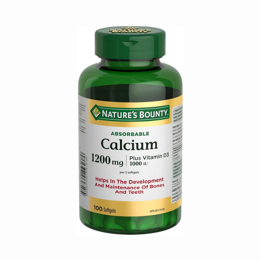 Calcium Pills plus Vitamin D3 Supplement, Helps maintain bones, 1200mg