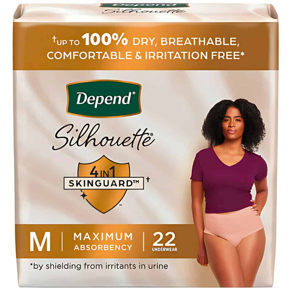 Depend Silhouette Adult Incontinence & Postpartum Underwear for Women, Maximum Absorbency, Medium, Pink