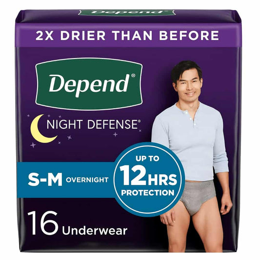 Depend Night Defense Adult Incontinence Underwear for Men - Overnight - S/M - 16 Count