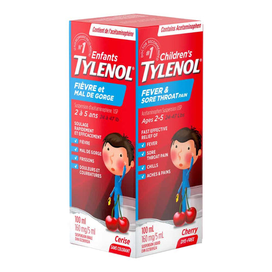 Children's Medicine Fever & Sore Throat Pain Liquid, Cherry