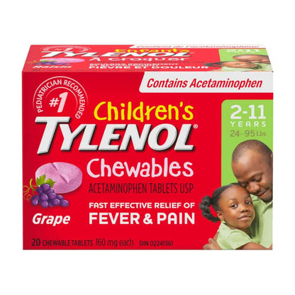 Children's Medicine, Fever & Pain, Chewable Tablets, Grape