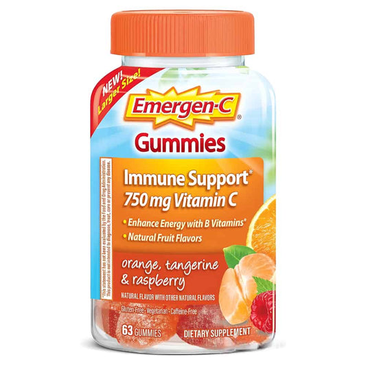 Emergen-C Gummies 500mg Vitamin C Supplement, Orange, Tangerine & Raspberry Flavours