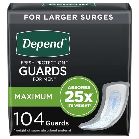 Depend Incontinence Guards for Men - Maximum Absorbency - 104 Count