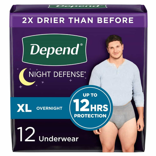 Depend Night Defense Adult Incontinence Underwear for Men - Overnight - XL/12 Count
