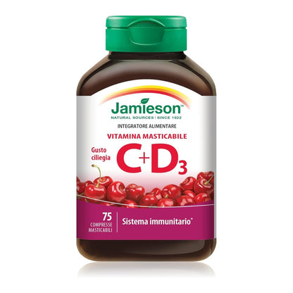 Chewable Vitamin C D 500 IU Morello Cherry Tablets
