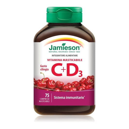 Chewable Vitamin C D 500 IU Morello Cherry Tablets