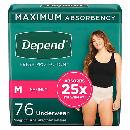 Depend Fresh Protection Female Incontinence Underwear - Maximum Absorbency - Medium - 76 Count