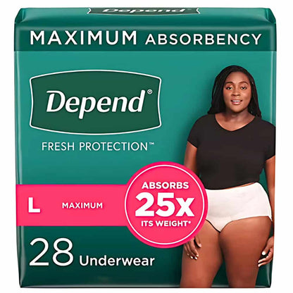 Depend Fresh Protection Adult Incontinence Underwear for Women - Blush - Maximum - Large/28 Count