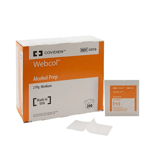 Covidien 6818 Webcol Alcohol Prep Pads Sterile 2-Ply Medium - 1 Box of 200