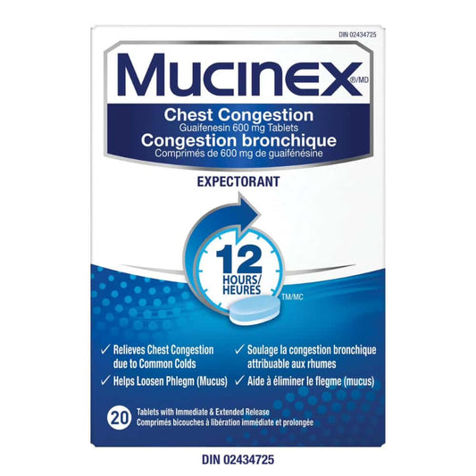 Mucinex Chest Congestion Guaifenesin 600mg (Box 20 pcs)