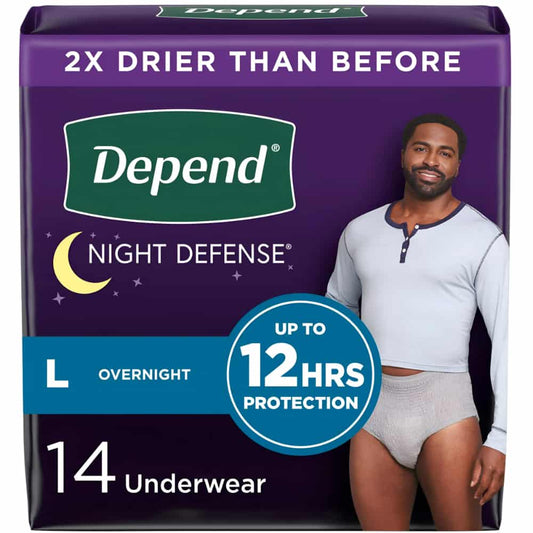 Depend Night Defense Incontinence Underwear for Men, Overnight, Size L, 14 Count