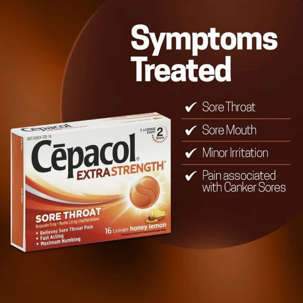 Cepacol® Extra Strength Sucrose Free Honey Lemon Value Pack, Sore Throat Lozenges, 16 ct