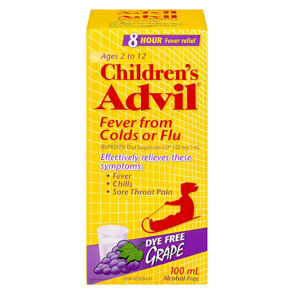 Children's Advil Fever From Colds or Flu Ibuprofen Oral Suspension USP 100 mg/5 mL Grape 100 mL