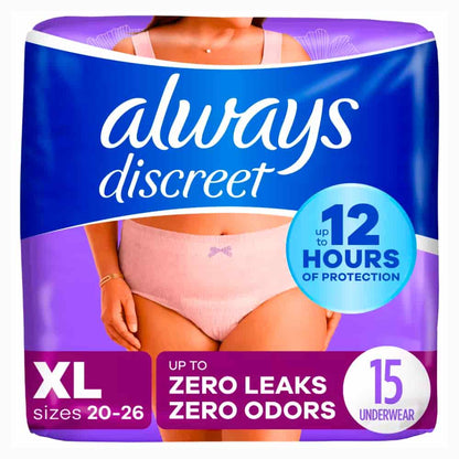 Discreet, Postpartum Incontinence Underwear, Maximum, 15 Underwear