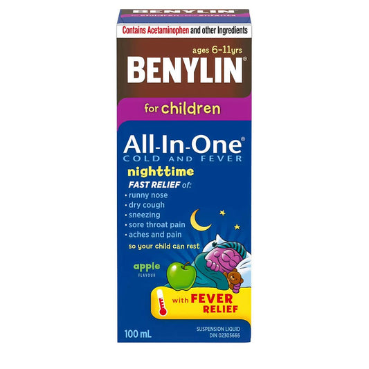 Childrens' All-In-One Cold & Fever, Night Liquid, Apple