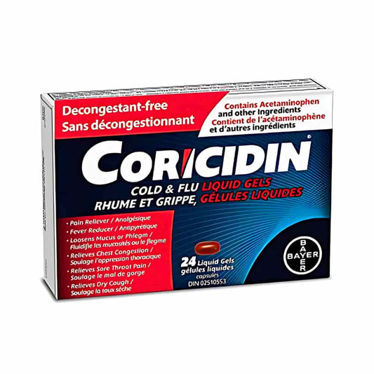 Coricidin Cold & Flu Liquid Gel Capsules - 24's
