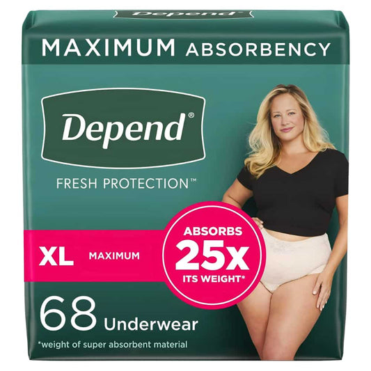 Depend Fresh Protection Adult Incontinence Underwear for Women - Blush - Maximum - Extra-Large/68 Count