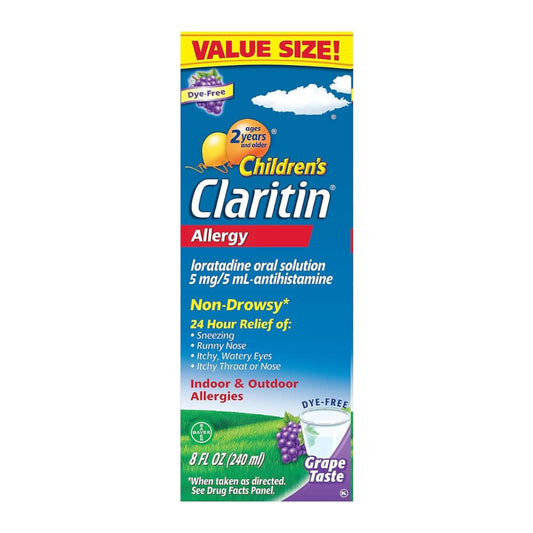 Claritin Kids, Allergy Medicine, 24-Hour Non-Drowsy Relief Syrup, Grape Flavour, 240 mL