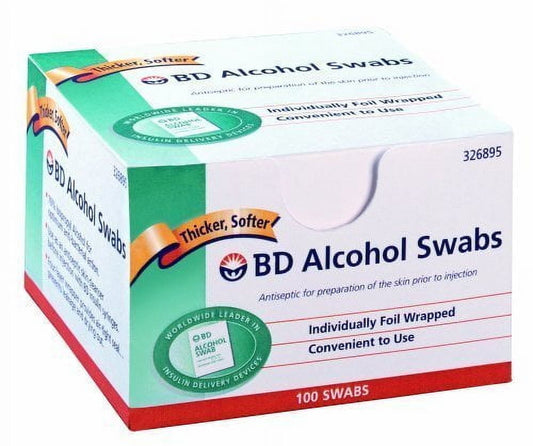 2 Pack BD Alcohol Swabs Individually wrapped Antiseptic 100 Swabs Each