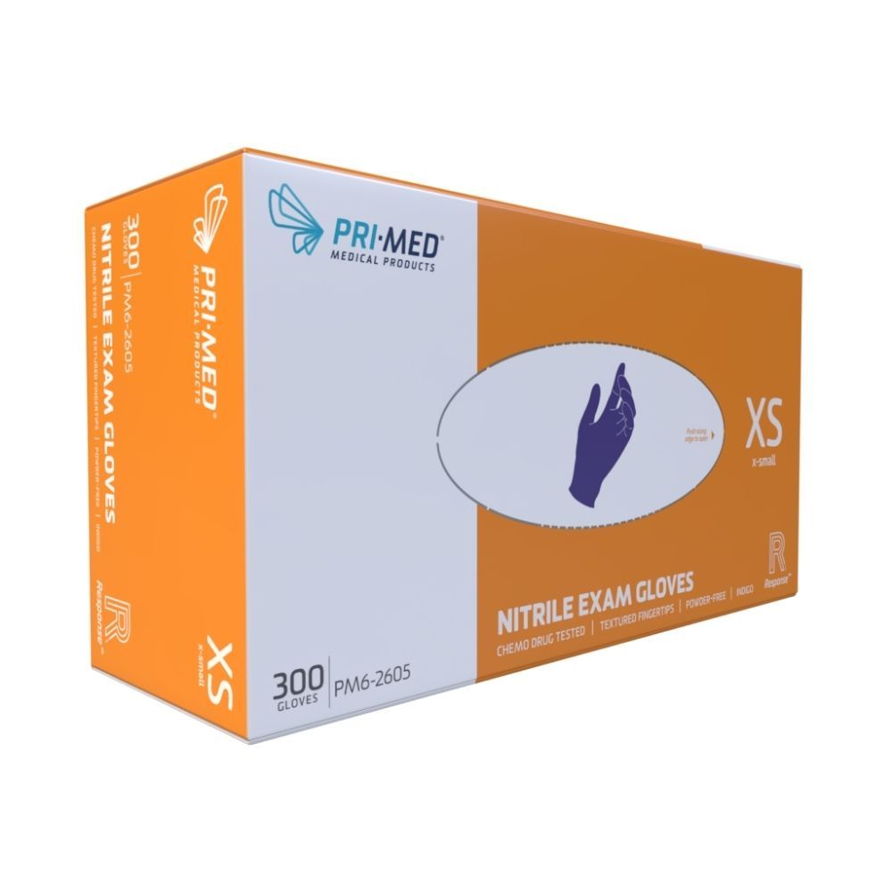 PRIMED® Response Nitrile Exam Gloves, X-Small (Box 300 V)
