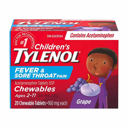 Children's Medicine Fever and Sore Throat, Chewables, Grape