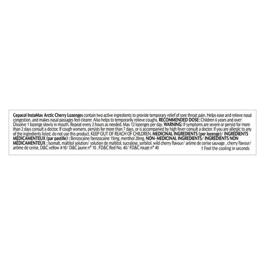 Cepacol® Instamax Arctic Cherry, Sore Throat Lozenges, 12 ct