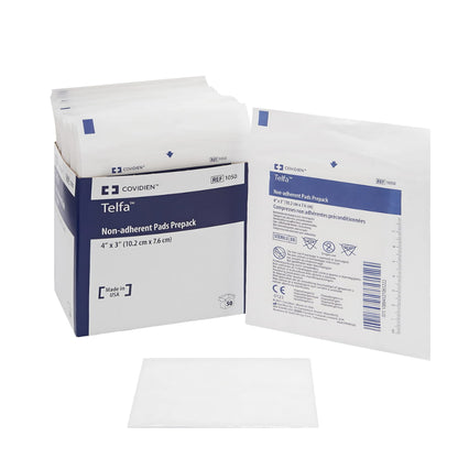 Covidien 1050 Telfa Non-Adherent Pads Prepack 4" x 3" Pack of 50