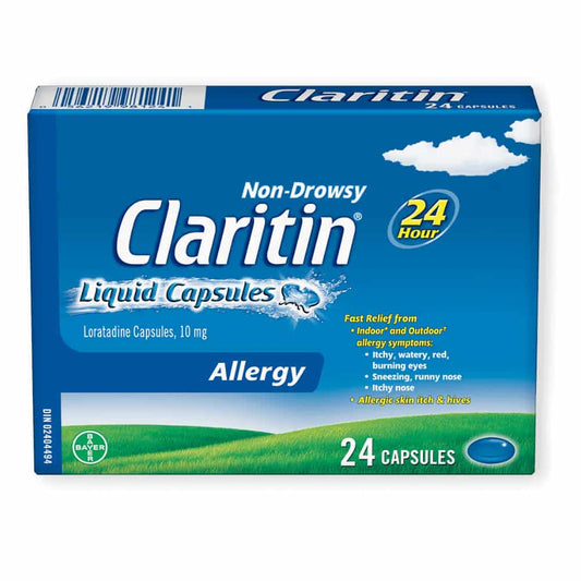 Claritin Liquid Capsules Allergy Medicine, Fast-Acting 24-Hour Non-Drowsy Relief 10 mg, 24 Capsules