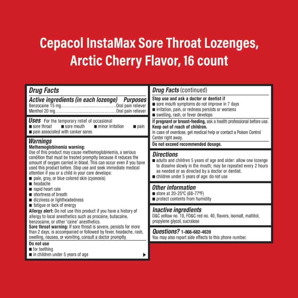 Cepacol InstaMax Sore Throat Lozenge - Arctic Cherry - 12s