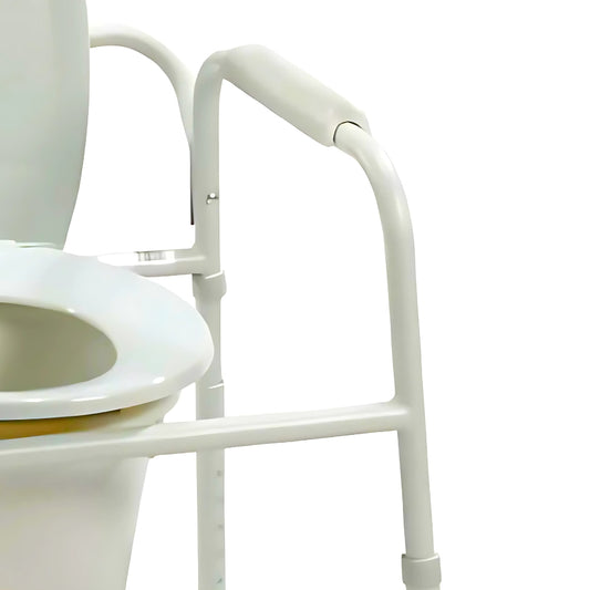 Deluxe All-In-One Welded Steel Commode with Plastic Armrests