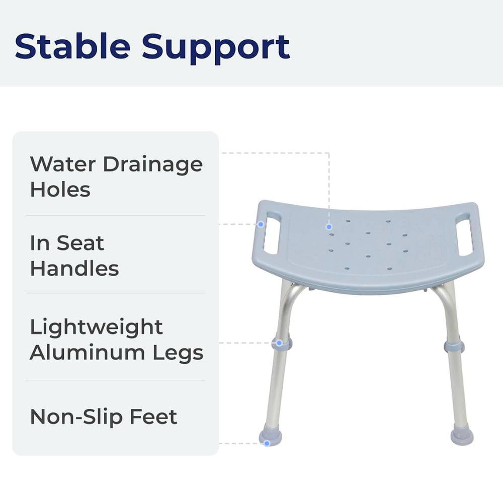 DRIVE GREY SHOWER BENCH WITHOUT BACK