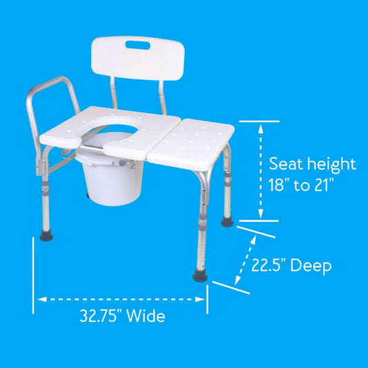 Transfer Bench commode W/Bucket 300lbs