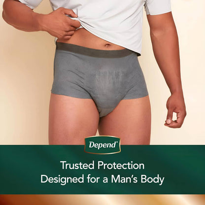 Depend Real Fit Incontinence Underwear for Men, Disposable, Maximum Absorbency, Large/Extra Large, Grey