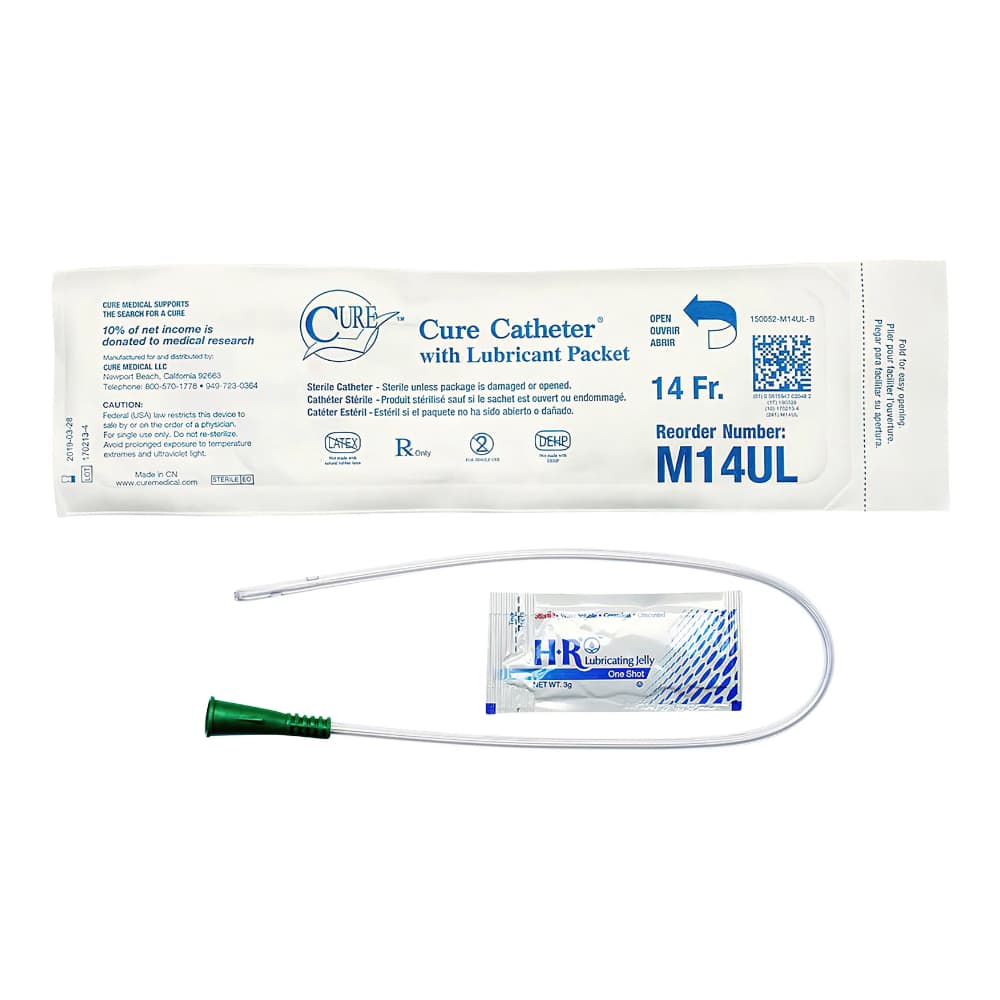 Cure Medical Male Pocket Catheter Straight Tip - Box 100 pcs