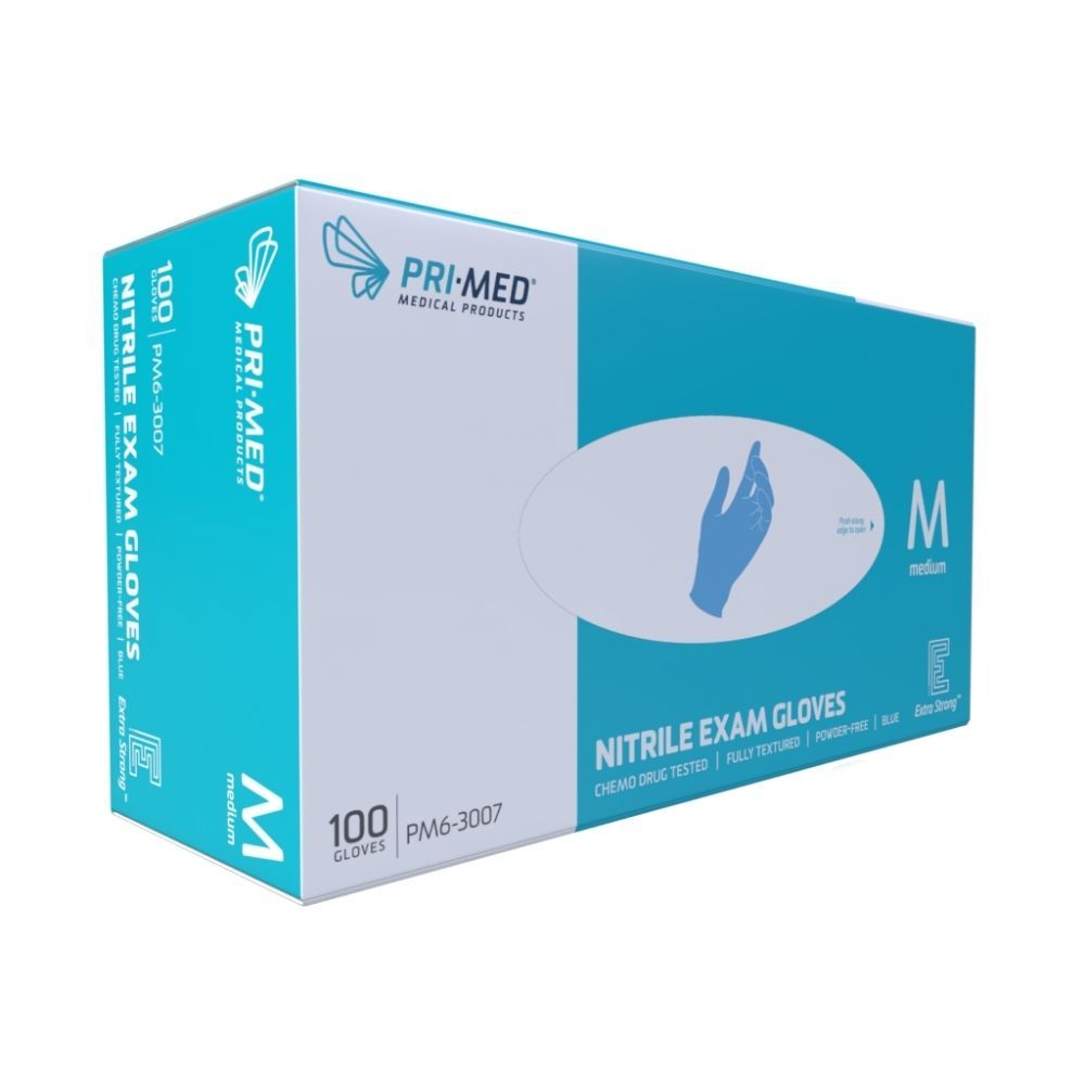 PRIMED® Extra Strong Nitrile Gloves, Medium (Box 100 pcs)