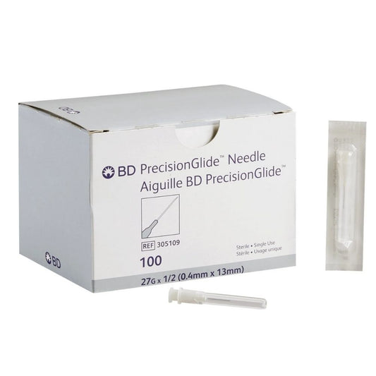 BD PrecisionGlide™ Needle, 27 G x 1/2" (Grey Hub) (Box 100 pcs)