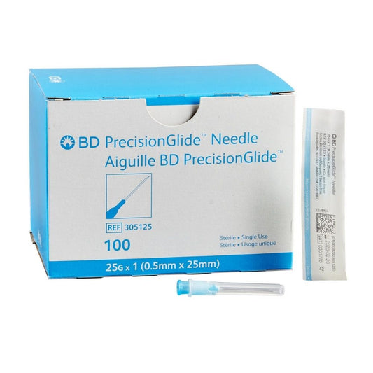BD PrecisionGlide™ Needle, 25 G x 1" (Blue Hub) (Box 100 pcs)