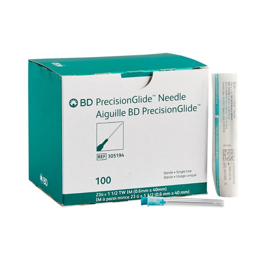 BD PrecisionGlide™ Needle, 23 G x 1 1/2" (Turquoise Hub) (Box 100 pcs)