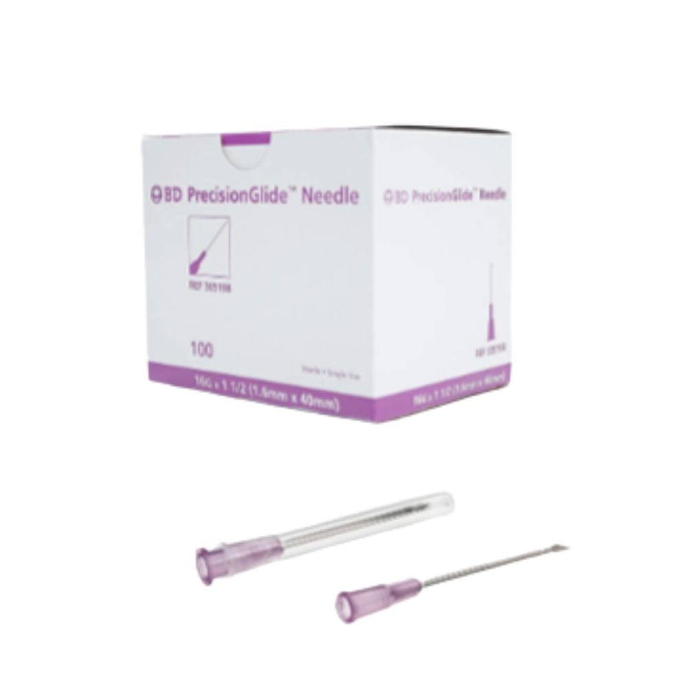 BD PrecisionGlide™ Needle, 16 G x 1 1/2" (Lavender Hub) (Box 100 pcs)
