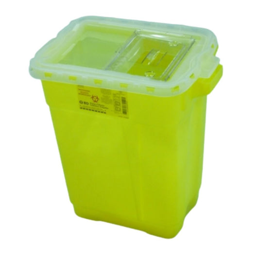 BD™ Large Sharps Collector, Slide Top, Yellow, Liquid Absorbing Pad, 34L