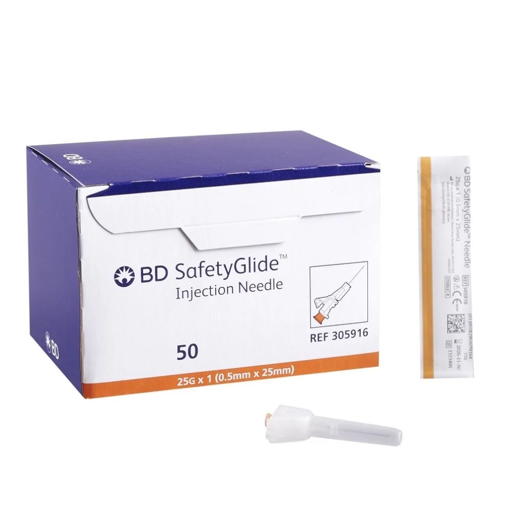 BD SafetyGlide™ Needle, 25G x 1" (Box 50 pcs)