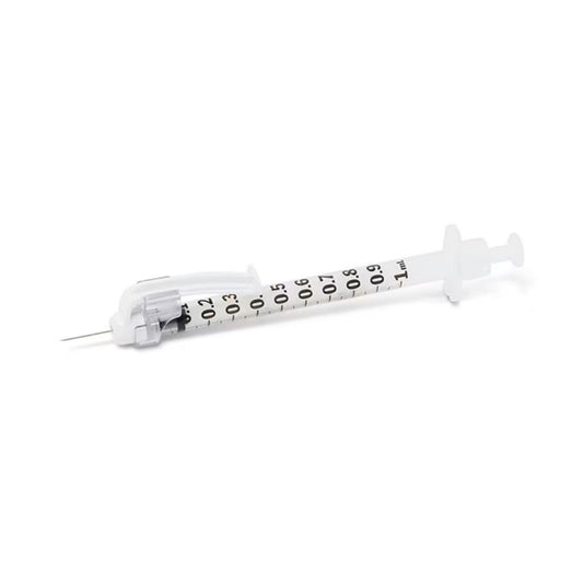BD SafetyGlide™ TB Syringe w/Needle, 1cc, 27G x 1/2" (Box 100 pcs)