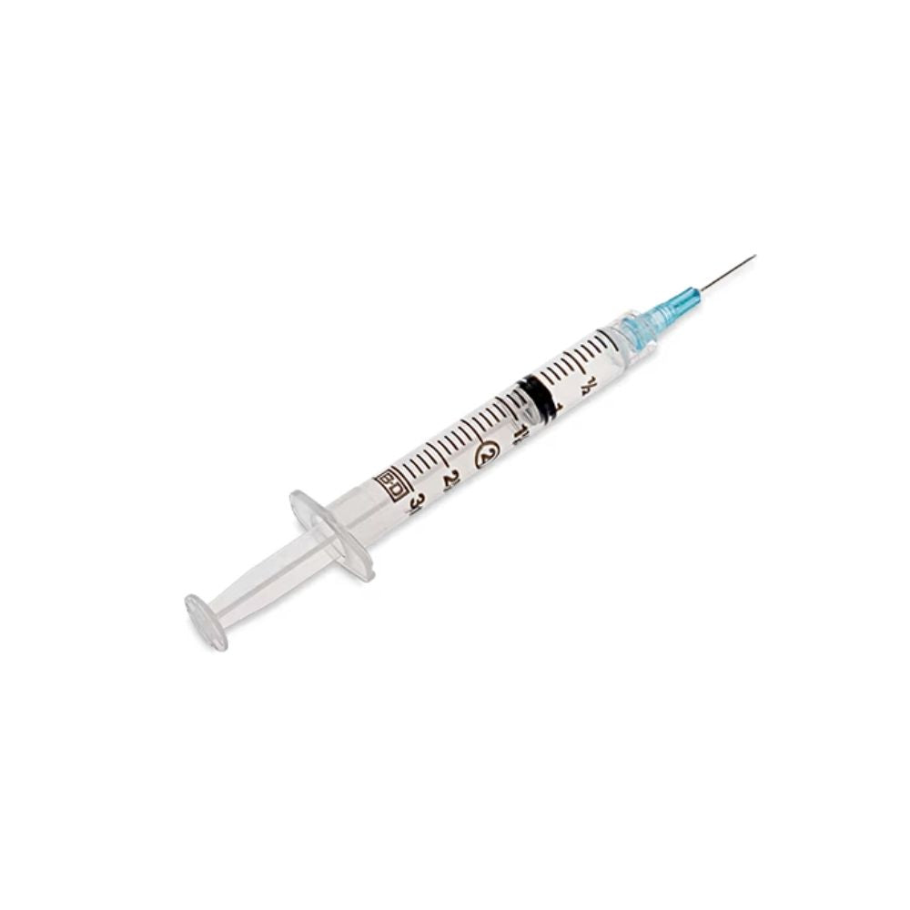 BD Luer-Lok™ 3mL Syringe with Needle, 25 G x 5/8" (Blue Hub) (Box 100 pcs)