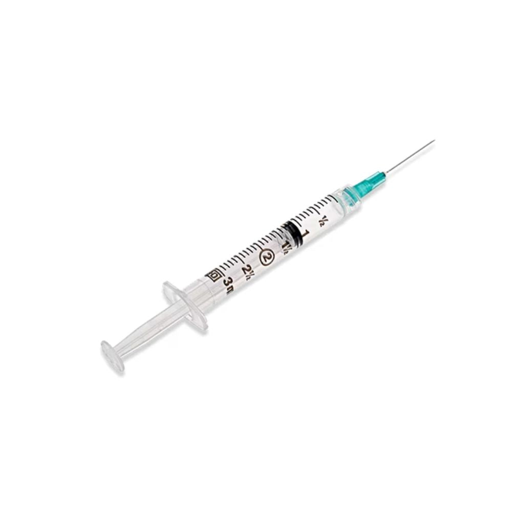 BD Luer-Lok™ 3mL Syringe with Needle, 23 G x 1" (Turquoise Hub) (Box 100 pcs)