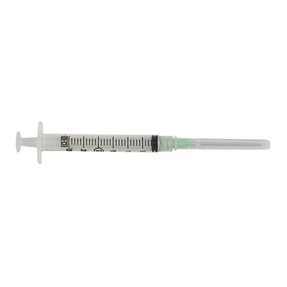 BD Luer-Lok™ 3mL Syringe with Needle, 21 G x 1 1/2" (Green Hub) (Box 100 pcs)