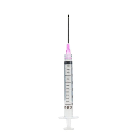 BD Luer-Lok™ 3mL Syringe with Needle, 18 G x 1 1/2" (Pink Hub) (Box 100 pcs)