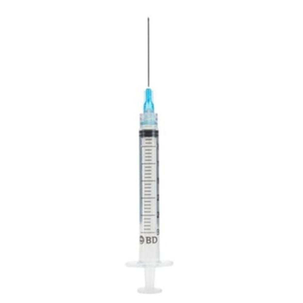 BD Luer-Lok™ 3mL Syringe with Needle, 25 G x 1-1/2" (Blue Hub) (Box 100 pcs)