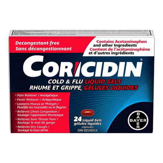 Coricidin Cold & Flu Liquid Gel Capsules - 24's